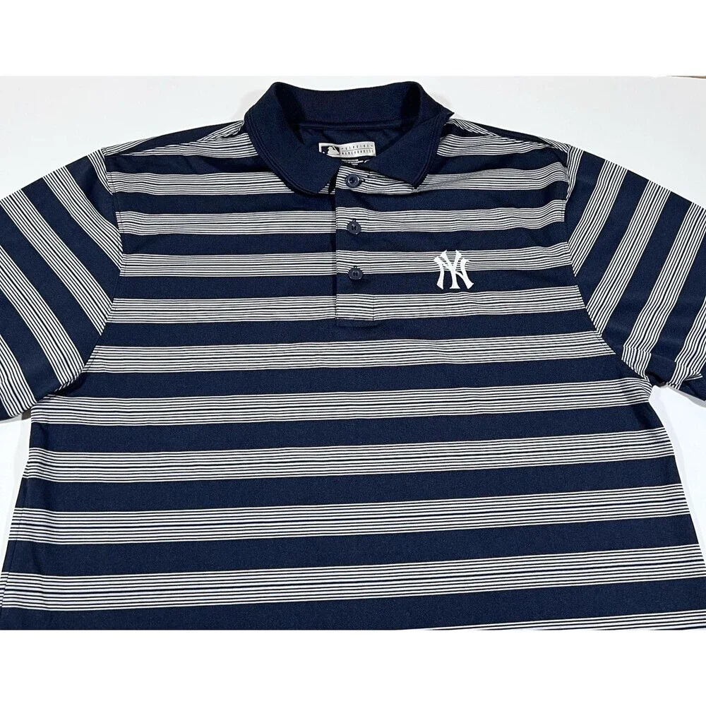 New York Yankees True Fan Genuine Merchandise Striped Polo Shirt Men's Large